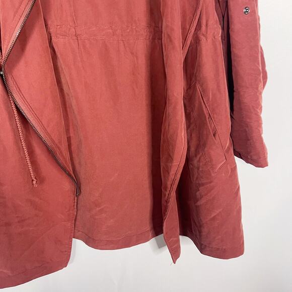 H&M Divided Womens 6 Brick Orange Lightweight Utility Jacket Drape 3/4 Sleeve - Picture 5 of 10